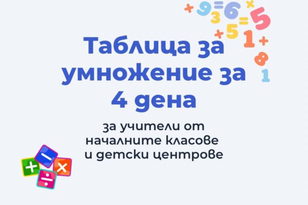 Курс за учители от началните класове и детски центрове – Таблица за умножение за 4 дена